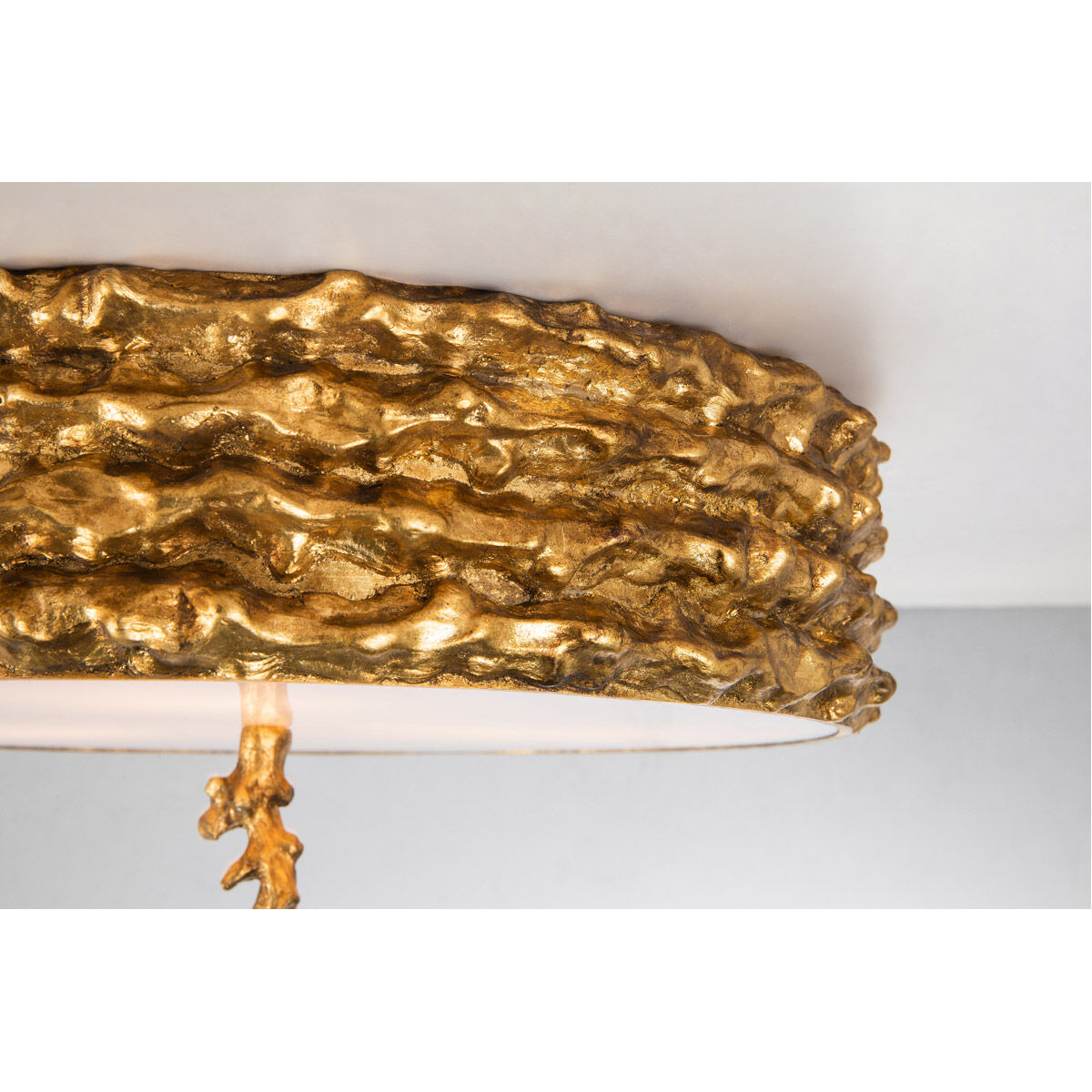 Trellis 3 Light Gold leaf Bath/Flush Mounts Ceiling Light in Gold Leaf with Antique